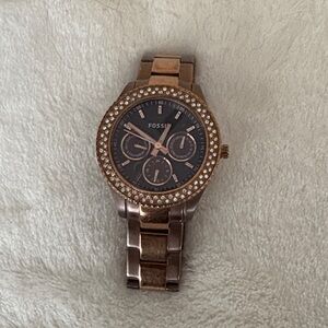 Fossil Rose Gold Watch with Crystal Detailing